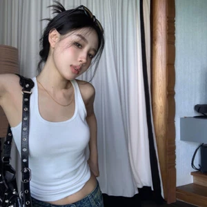 Fashion Solid Color U-neck Racerback Vest Women's Sexy Sleeveless Slim Tank Top - Picture 1 of 13