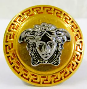 Anello Versace Medusa metallo oro con testa di medusa argento motivo chiave greca misura 8 - Foto 1 di 14
