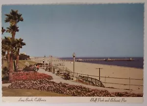 California Postcard Mid 1900s Original Rare Long Beach Bluff Park Belmont Pier  - Picture 1 of 5