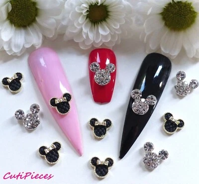 3D Nail Art Silver Mickey Ears Crystal Style Cartoon Rhinestone Gems Alloy Metal