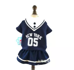 Dog Sweater Dress Jacket, Navy Blue Warm For Small Breeds New York, S M L - Picture 1 of 2