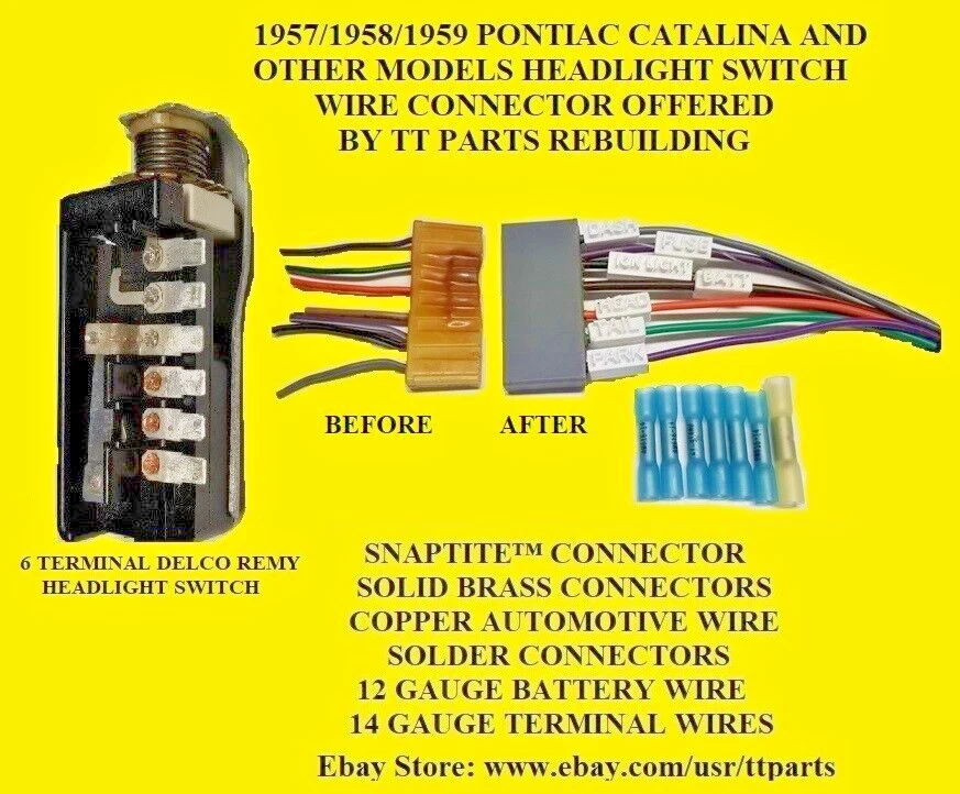 1957/58/59 PONTIAC CAT BON CHIEF INTERRUPTOR DE FAROL CONECTOR DE FIO - Imagem 1 de 4