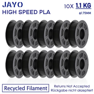 JAYO 10*1,1KG Recyceltes Schwarz PLA Hohe Geschwindigkeit 1,75mm 3D Filament - Bild 1 von 9