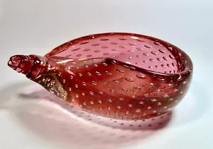 Archimede Seguso Murano Pink & Gold Dust Bullicante Bubbles Glass Trinket Dish - Picture 1 of 20