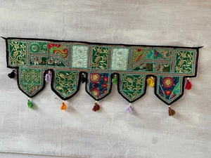 Ethnic Door Window Valance  Handmade Embroidery Patchwork Wall Hanging Toran - Picture 1 of 10