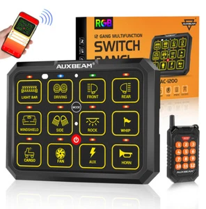 AUXBEAM AC-1200 RGB 12-Gang Switch Panel for UTV ATV Polaris RZR Ranger Golf Car - Picture 1 of 12