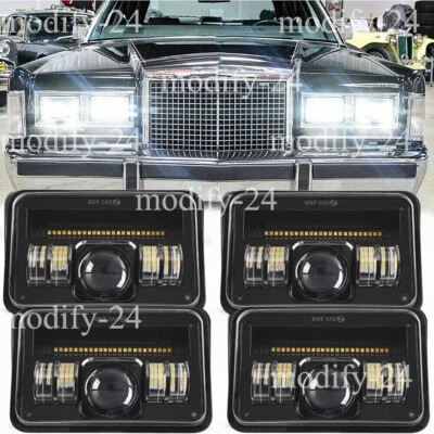 Faros LED 4x6" negros 4 piezas aptos para Mercury Grand Marquis & Town Car y Continental Foto 1 de 4