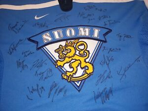 2003 Autographed Team Finland World Junior Championships Hockey Jersey