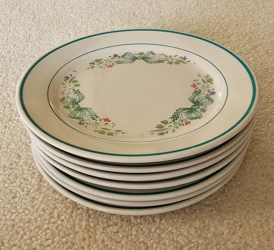 Century 石器中国沙拉盘绿丝带 7.5 英寸直径套装/7 — 第 1/4 张图片