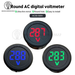 AC 50-500V Voltmeter LED Display Digital Panel Meter Voltage Indicator Red Blue