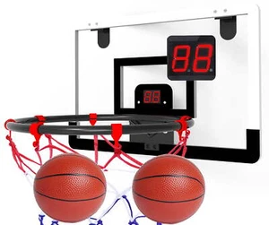 Indoor Mini Basketball Hoop Set with Electronic Scoreboard and 2 Balls - Picture 1 of 10