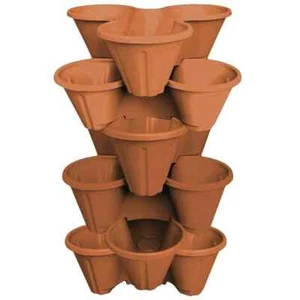 Set of 6 Trio Stacking Garden Plant Strawberry Planting Herb Flower Pot Planter - Picture 1 of 10