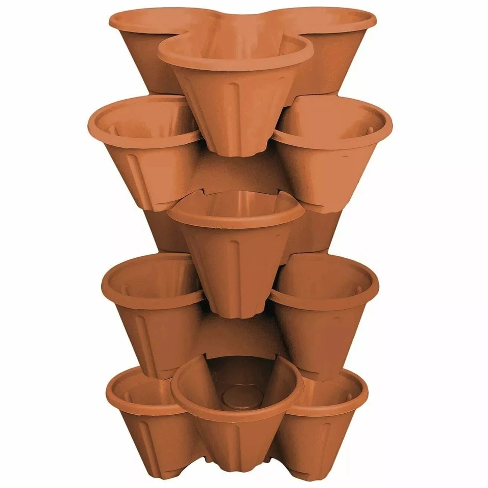 Set of 6 Trio Stacking Garden Plant Strawberry Planting Herb Flower Pot Planter - Image 1 of 4