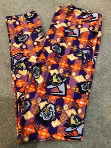 LulaRoe TC Halloween Leggings Orange Aztec Witches Frankenstein  NWT Vintage - Picture 1 of 2