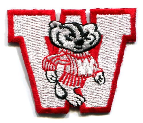 WISCONSIN BADGERS NCAA COLLEGE VINTAGE 2.5" MASCOT LETTER TEAM PATCH Cover