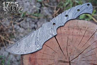 Custom Handmade Damascus Steel Hunting Tracker Blank Blade  Knife - Image 1 of 4