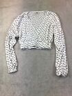 Diesel Top White Womens Size Small Cropped Spotty V Neck Design Long Sleeve