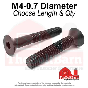 Tornillos de tapa de cabeza plana M4-0.7 clase 12.9 óxido negro (elige longitud y cantidad) - Imagen 1 de 13