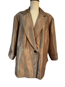 Chaqueta Blazer Dana Kay Mujer Talla 24W Dorado Dupioni-Seda-Look Cóctel Boda - Imagen 1 de 10