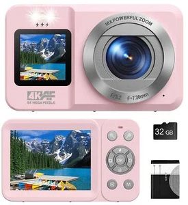 Digitalkamera Fotokamera 4K 64MP Fotoapparat Tragbare Mini Kompaktkamera mit 32G - Bild 1 von 10
