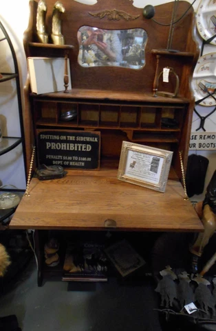 Larkin Soaps Antique Oak Drop Front Desk Combination Cover