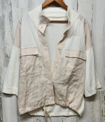Sita Murt  Jacket Women L 42 Color Block Linen Blend Light Academia Preppy - Image 1 of 4