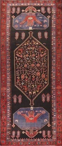 Vintage Tribal Black Bidjar Geometric Traditional Handmade Runner Rug 4x12 ft. - Picture 1 of 12