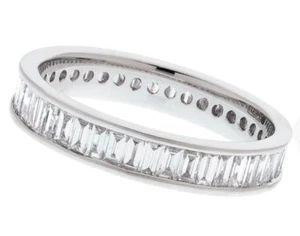 1.15ct F VS Baguette Cut Diamond Full Eternity / Wedding Ring in 18ct White Gold - Picture 1 of 2