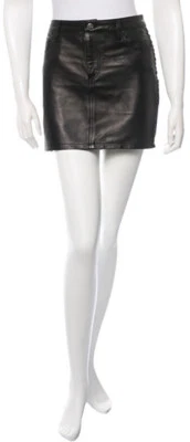 Mini-saia IRO Wirt cinco bolsos 100% couro de cordeiro preta TAMANHO F42/EUA 8-10 - Imagem 1 de 4