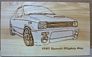 Wood 85 Suzuki Mighty Boy Wall Hanging Plaque-Art-Decoration Engraved Display - Picture 1 of 2