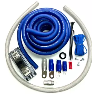 4000 WATT BLU CALIBRO 1/0 AWG KIT AMPLIFICATORE IMPIANTO CABLAGGIO - Foto 1 di 11