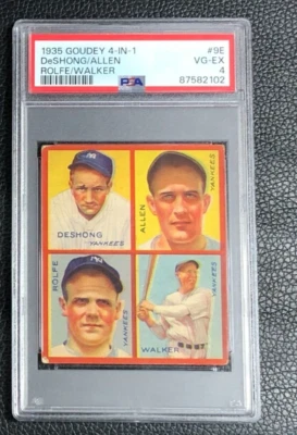 DeShong Allen Rolfe Walker 1935 Goudey 4-in-1 #9E PSA 4 VG-EX - Image 1 of 2