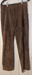 Brandon Thomas Brown Genuine Suede 100% Leather Pants Women's Size 10 Very Soft - Picture 1 of 12