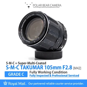 ⭐SERVICED⭐TAKUMAR 105mm F2.8 S-M-C *Portrait Prime* M42 + Caps[GRADE C, WORKING] - Picture 1 of 12