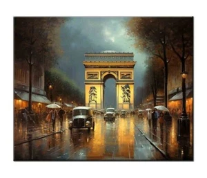Rainy Night in Paris - Gorgeous Artwork of Champs-Élysées with Arc de Triomphe - Picture 1 of 10