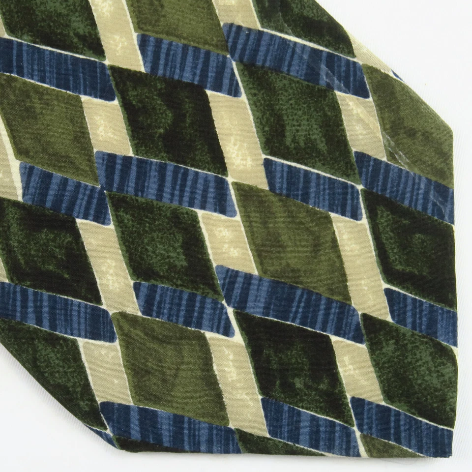 Vintage Gianfranco Ruffini Watercolor Abstract Geometric Diamonds Tie 57x3.75 - Image 1 of 4