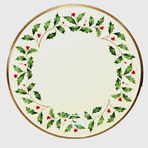 Lenox Holiday Gold Trim Holly & Berry 10.5” Dinner Plate - Picture 1 of 4