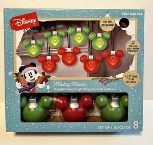 Disney Christmas Mickey Mouse Projection Green & Red Singing String Lights NIB - Picture 1 of 3