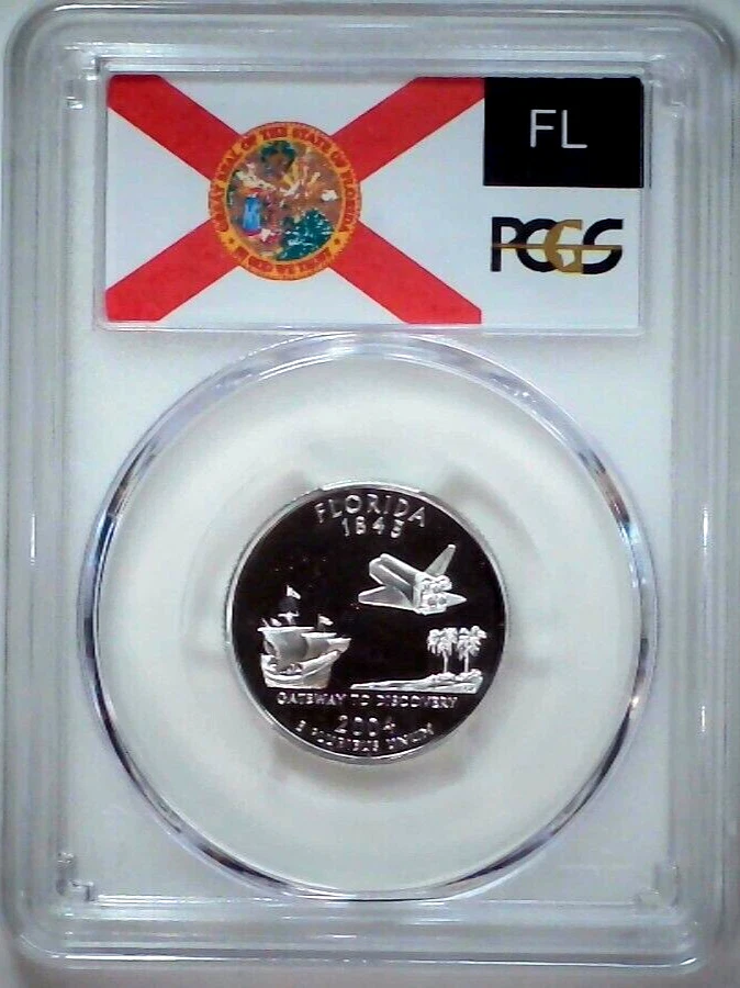 2004-S 25C State Quarter Florida PCGS PR69 DCAM 90% Silver 24lotr0421 - Image 1 of 4