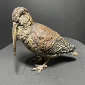 Grande ricciolo/gioco austriaco in bronzo uccellino dipinto a freddo timbrato - Foto 1 di 20