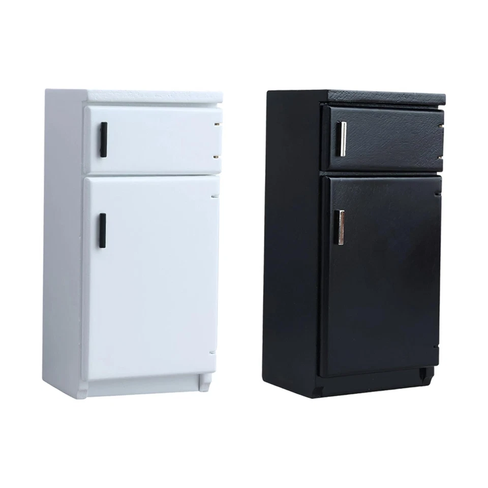 Réfrigérateur miniature en bois pour maison de poupée, accessoire de simulation pour jouet - Photo 1/1