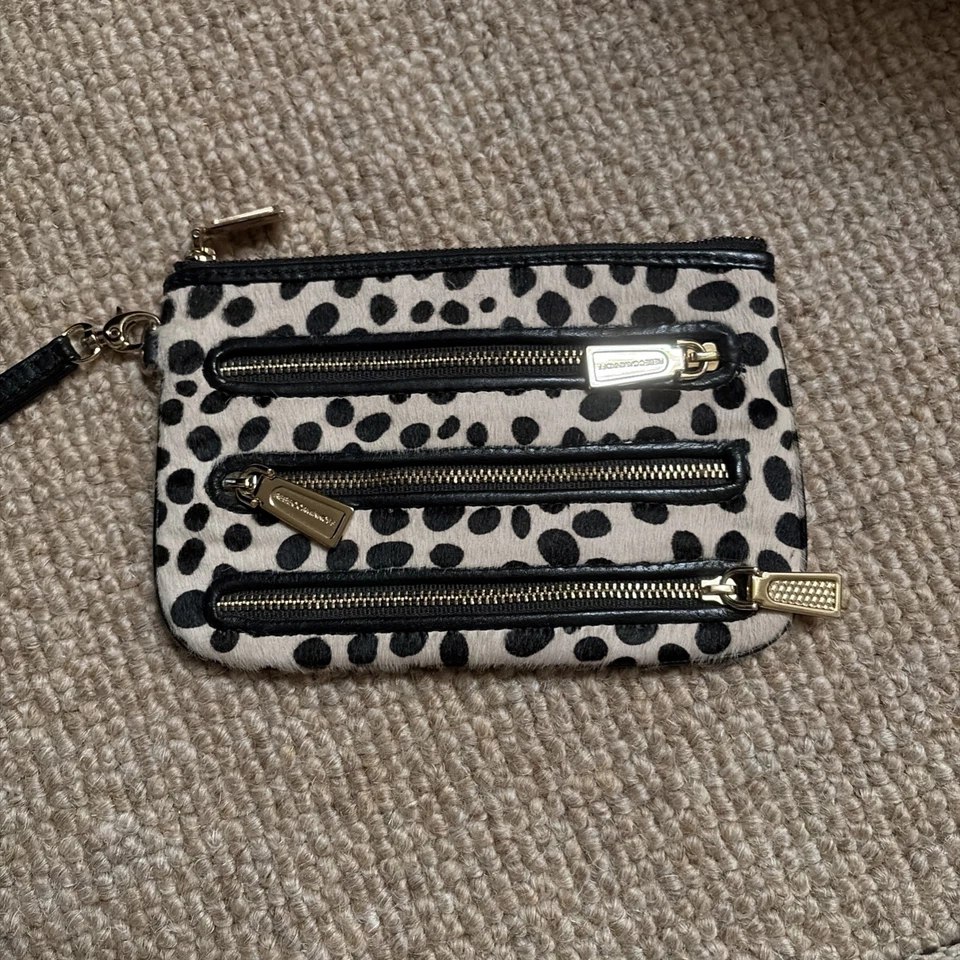 Rebecca Minkoff Leopard Cowhide 3 zip Wristlet RARE — 第 1/4 张图片