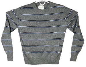 American Eagle Outfitters Sweater Men's Pullover Crew Neck Gray Blue Stripes - Picture 1 of 11