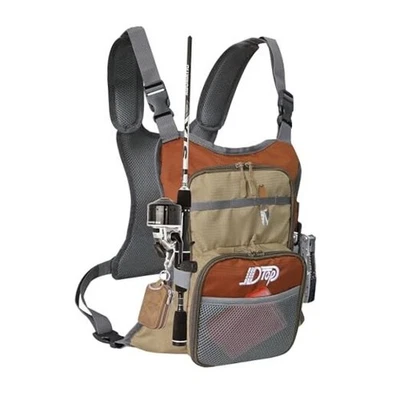 Pack Pecho Pesca con Mosca, Mochila de Pesca Ligera, Pesca Naranja y Gris Foto 1 de 4