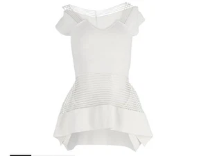 Roland Mouret Summerhill Peplum Top Cutout White Italy XS - Picture 1 of 15