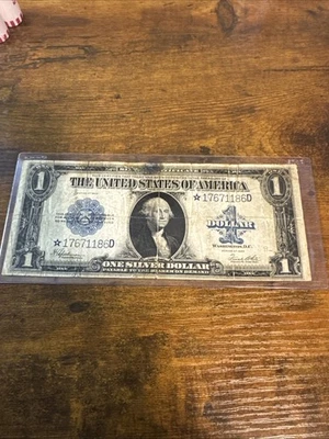 1923 $1 Silver Certificate "Horse Blanket" Star Note Blue Seal - Image 1 of 4