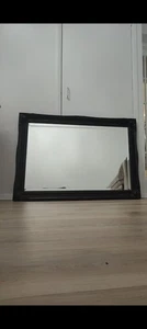 Rectangular Mirror With Black Designed Rim And Wooden Back - Picture 1 of 2