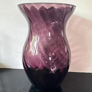 Indiana Glass Vintage Cobalt Purple Swirl Glass Vase Classic Shape 9" Tall(80) - Picture 1 of 7
