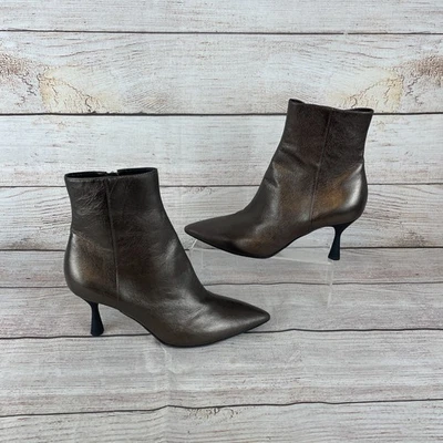 AGL Ide Mujer Talla EU 38.5 US 8.5 Botines Botines Marrón Metálico Tacón Gatito Foto 1 de 4