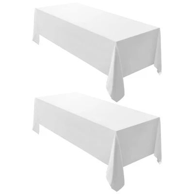 2 Pack White Rectangle Tablecloth 60 x 102-inch Rectangular Polyester Table C... - Image 1 of 4